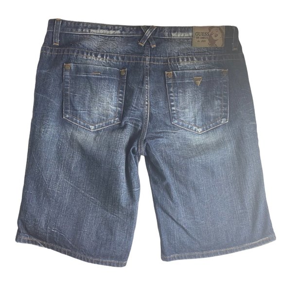 Guess Jeans Women's Button-Fly Tomboy Short Size 31 100% Cotton Dark Wash - Picture 2 of 9